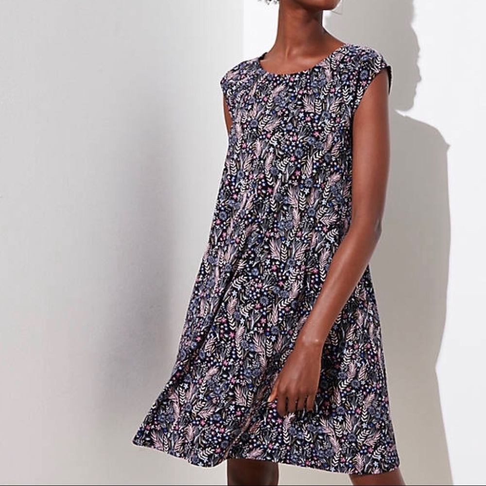 LOFT | Floral Cap Sleeve Rayon Swing Dress *NWT*